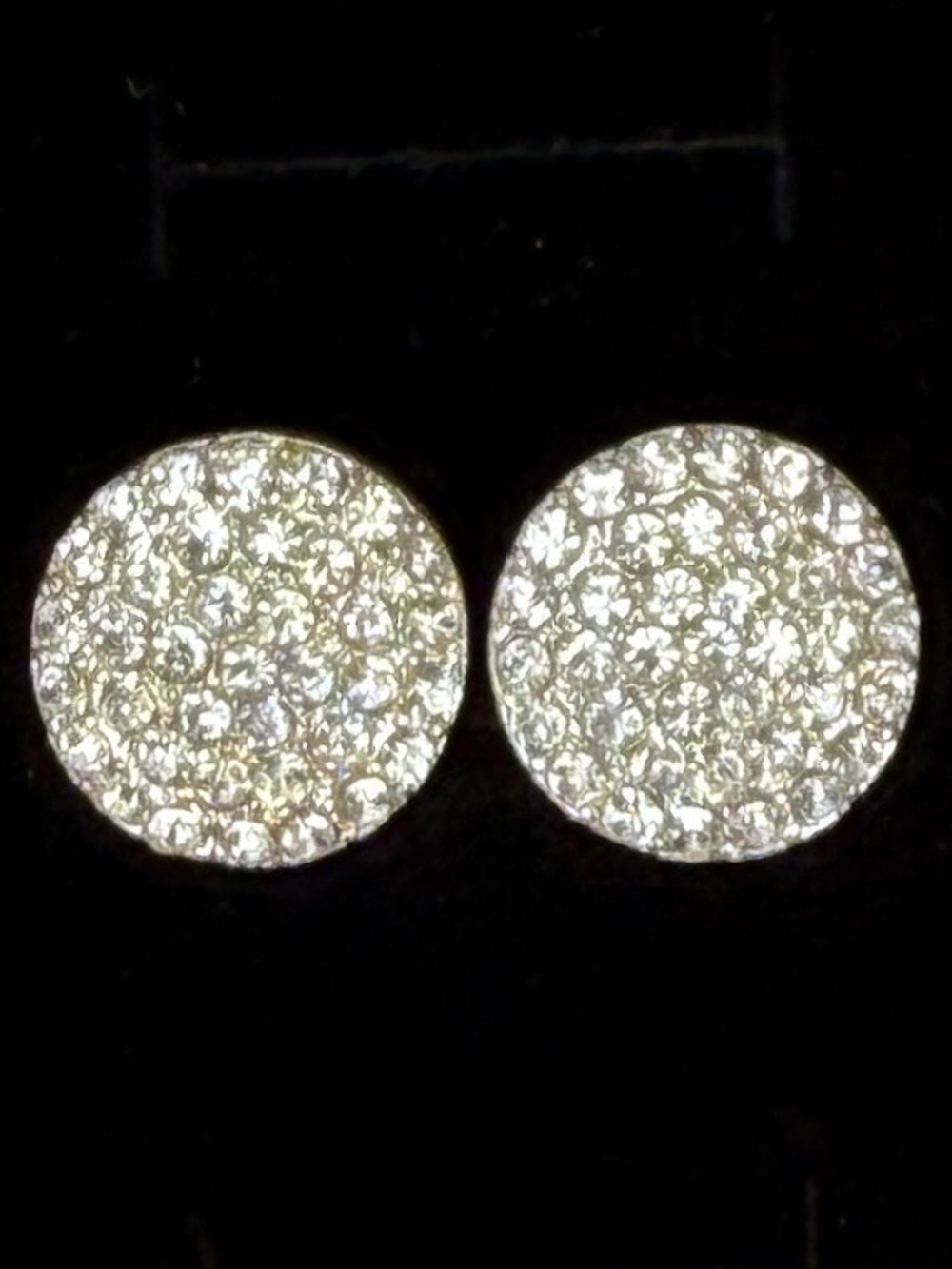 Silvertone Crystal Pavé Round Stud Clip On Earrings - Picture 4 of 6